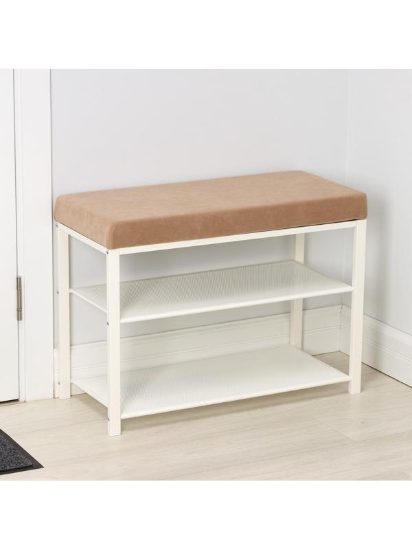 Банкетка «Торонто 23S», 67×30×49 см, цвет каркаса белый, цвет сиденья бежевый