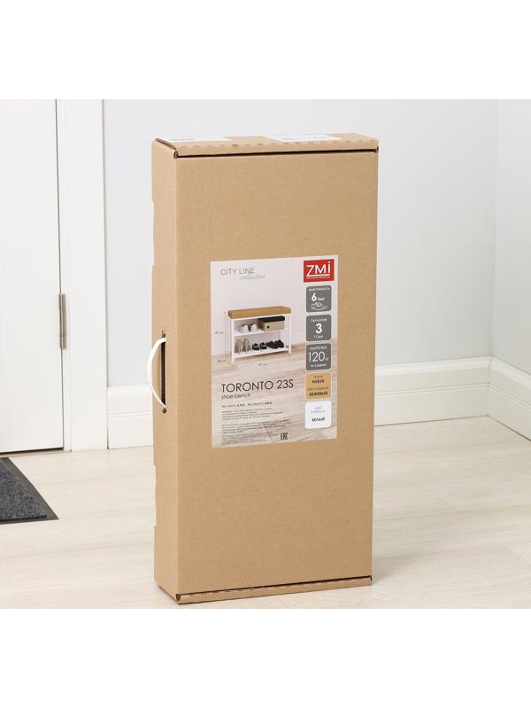 Банкетка «Торонто 23S», 67×30×49 см, цвет каркаса белый, цвет сиденья бежевый