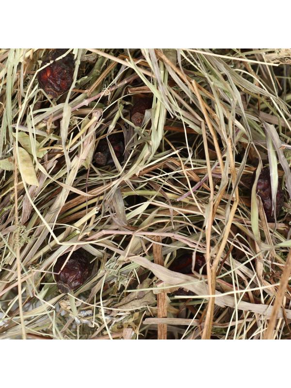 Сено луговое с плодами шиповника «Пижон» для грызунов, 20 л, 500 г