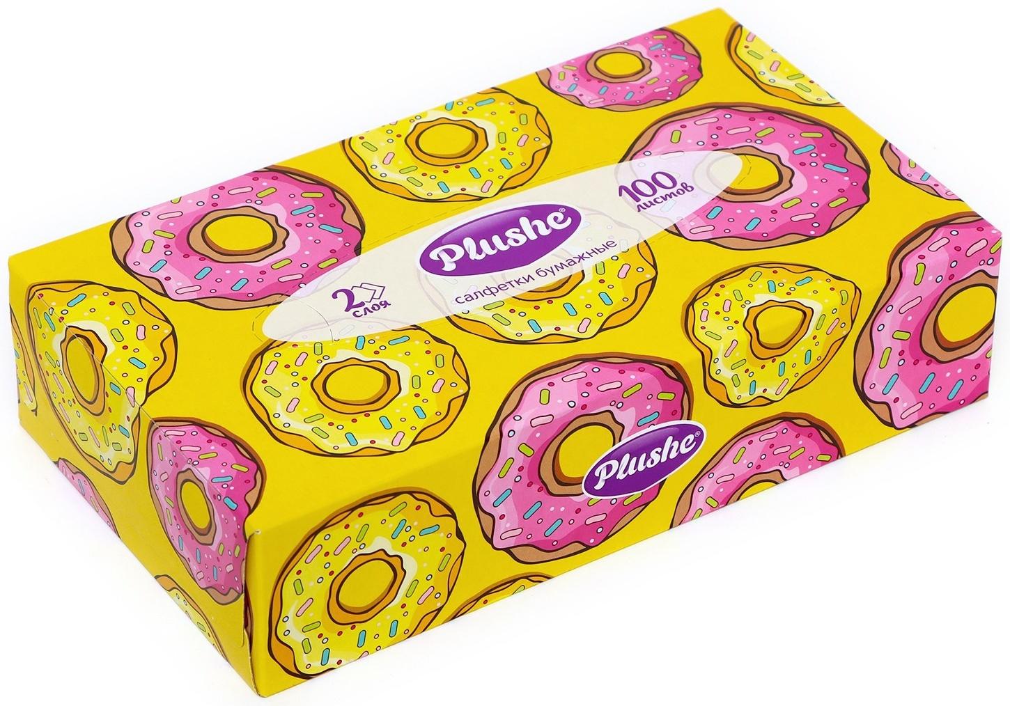 Салфетки бумажные в коробке Plushe, 2 слоя, 100 листов