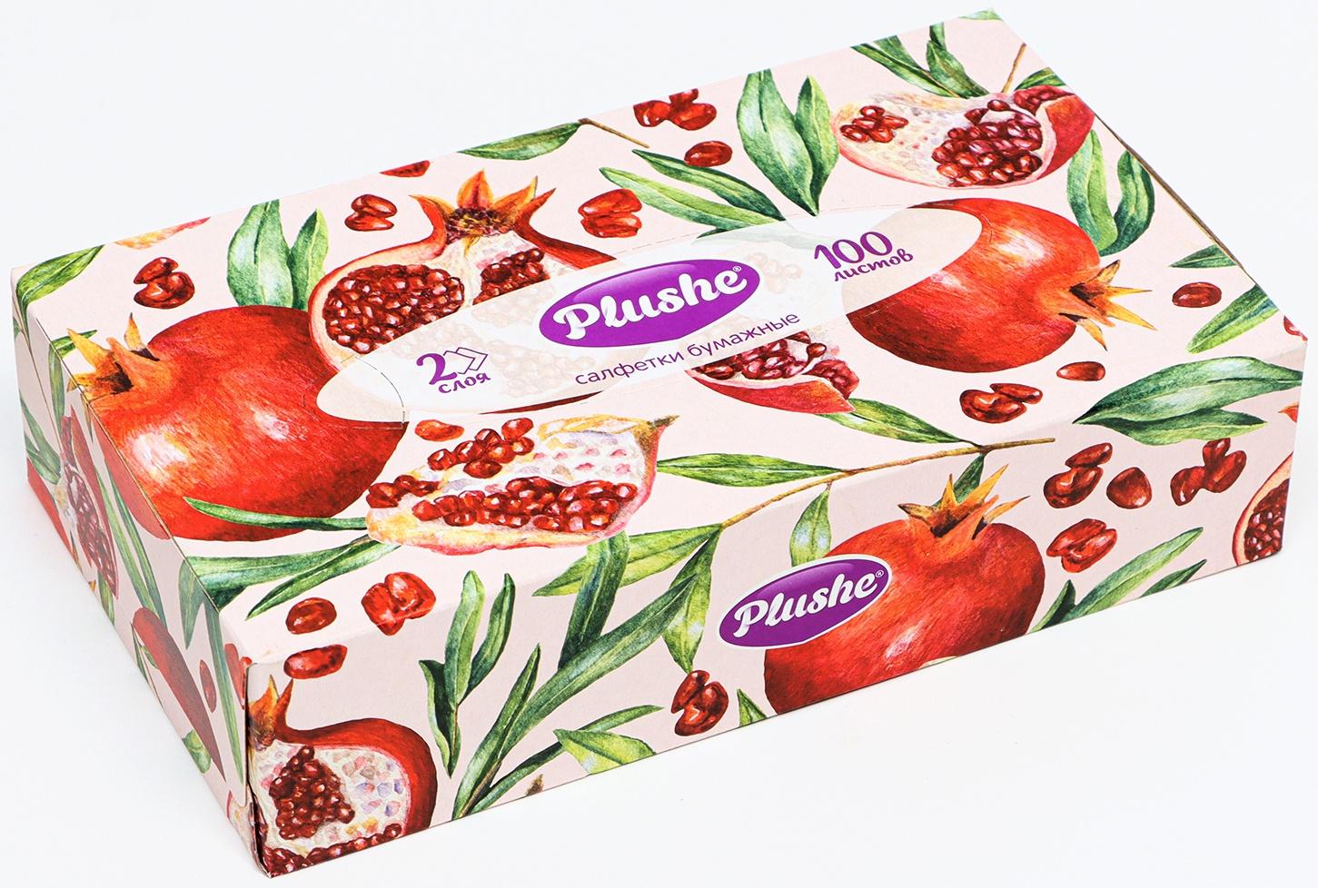 Салфетки бумажные в коробке Plushe, 2 слоя, 100 листов