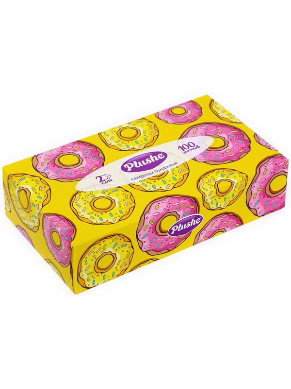 Салфетки бумажные в коробке Plushe, 2 слоя, 100 листов