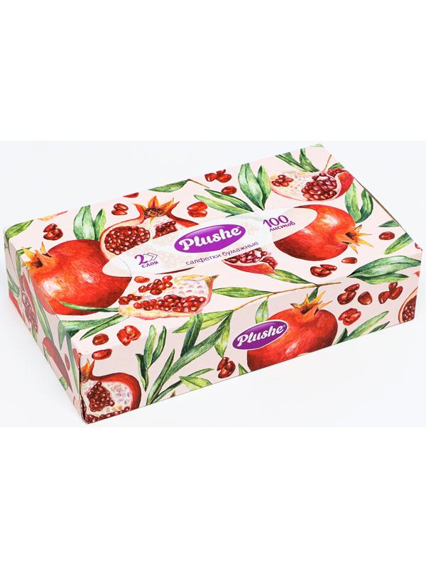 Салфетки бумажные в коробке Plushe, 2 слоя, 100 листов