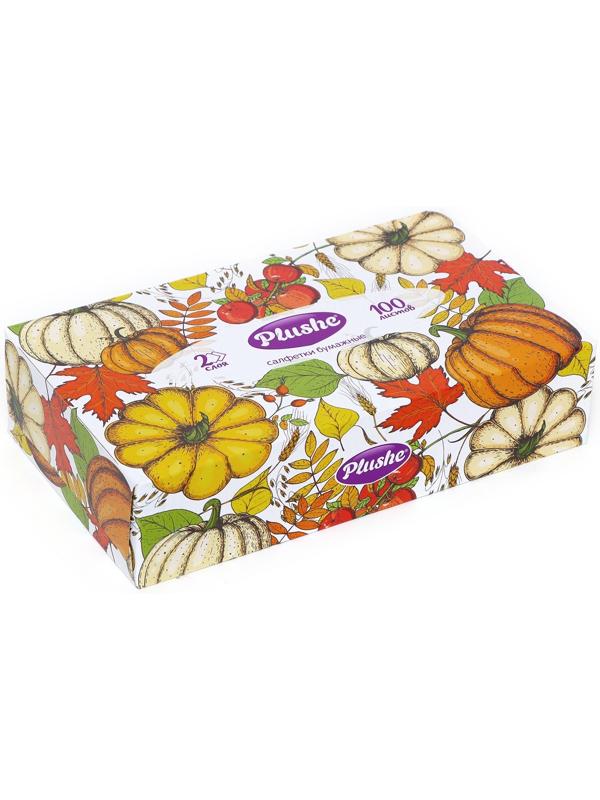 Салфетки бумажные в коробке Plushe, 2 слоя, 100 листов