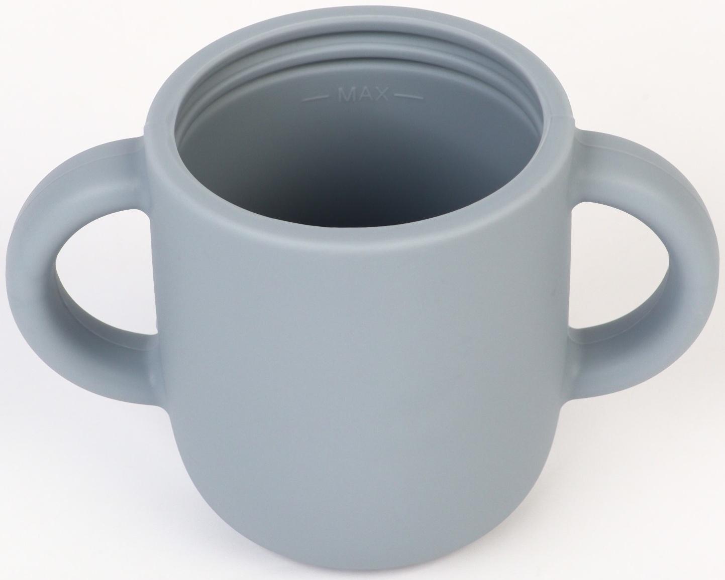 Поильник детский силиконовый Little world Mum&baby, крышка, трубочка, серый, 200мл