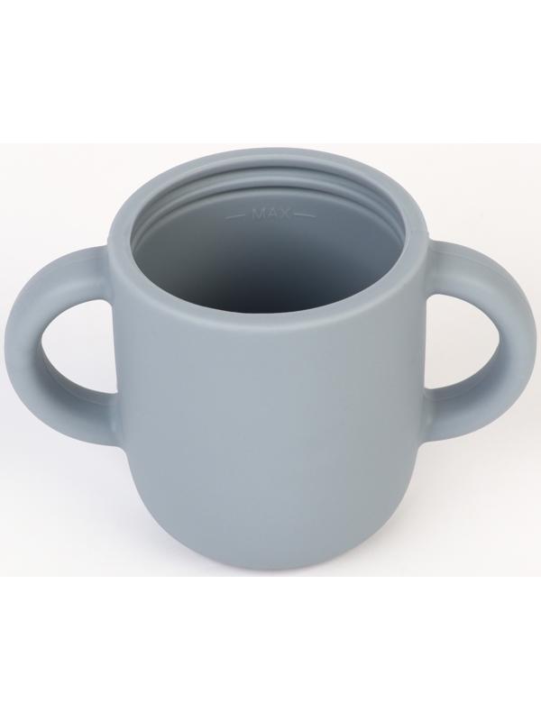 Поильник детский силиконовый Little world Mum&baby, крышка, трубочка, серый, 200мл