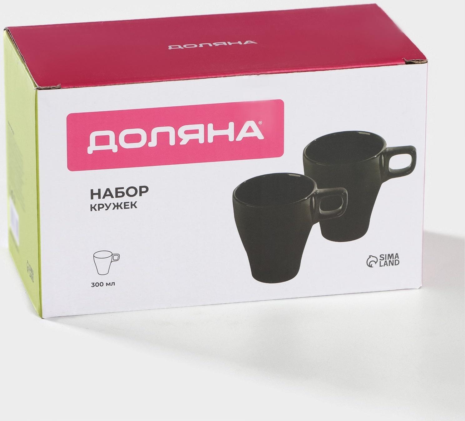 Набор кружек керамических Доляна Coffee break, 2 предмета: 300 мл, цвет чёрный