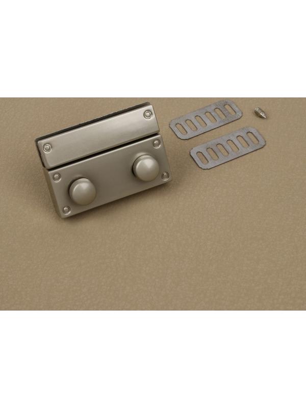 Застёжка для сумки, 4 × 2,8 см, цвет жемчужный серебряный