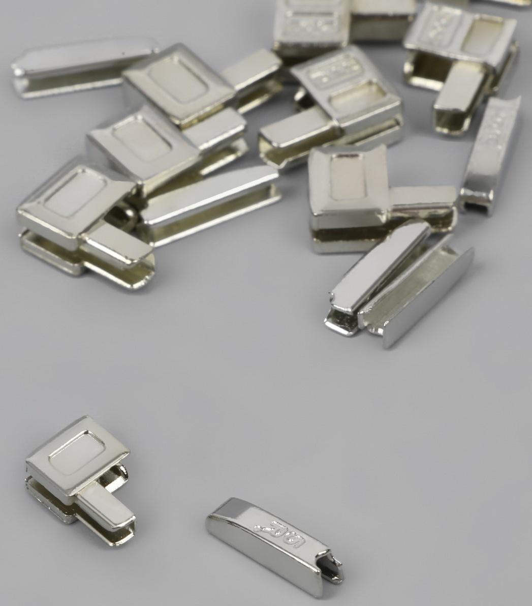 Нижний ограничитель для молнии, с гнездом, металлический, №5, 10 шт, цвет никель