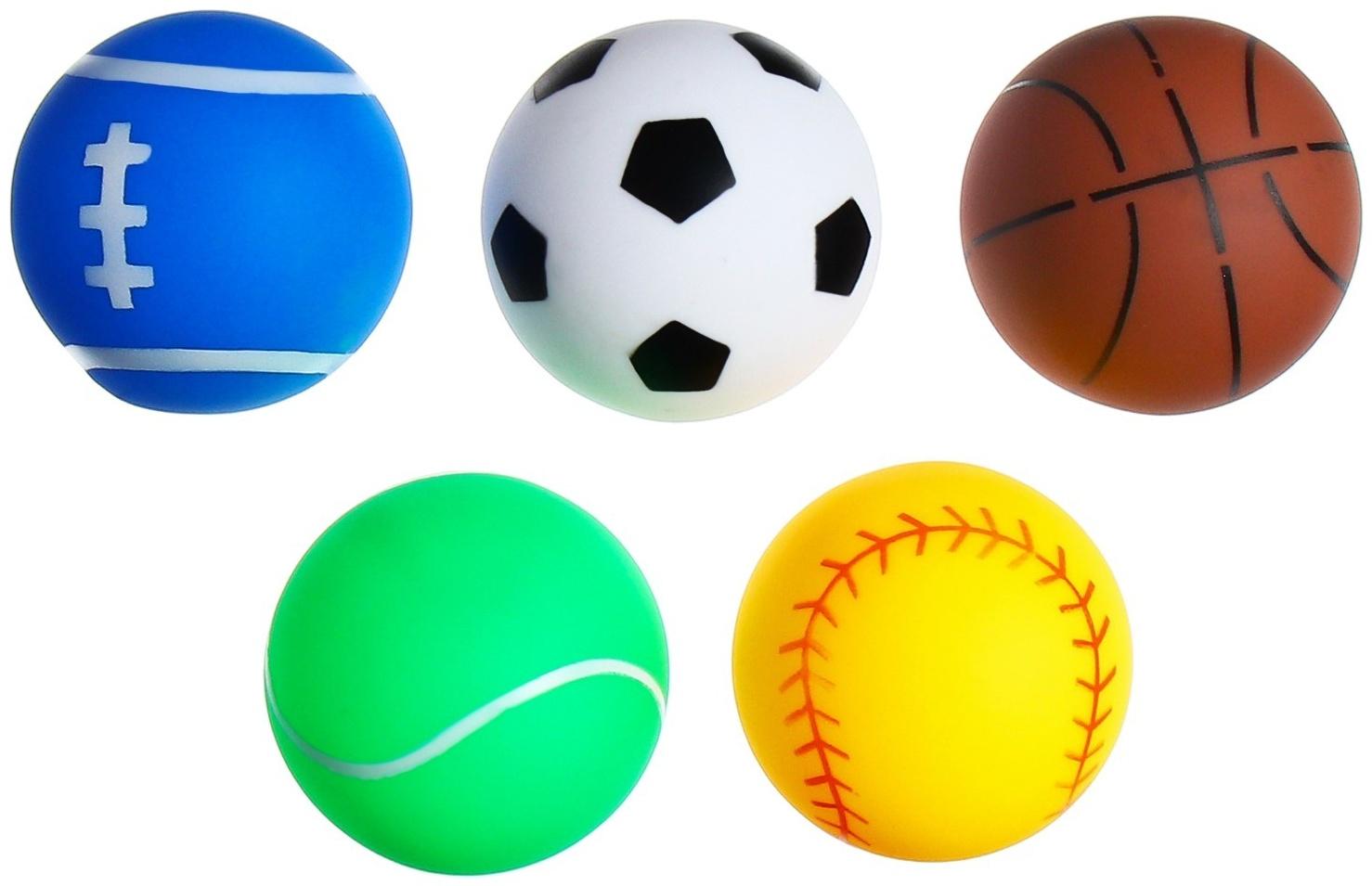 Набор игрушек для ванны «Мячики», 6 см, с пищалкой, 5 шт, Крошка Я