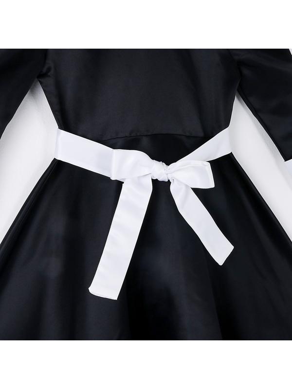 Карнавальное черное платье с белым воротником,атлас,п/э,р-р42,р158