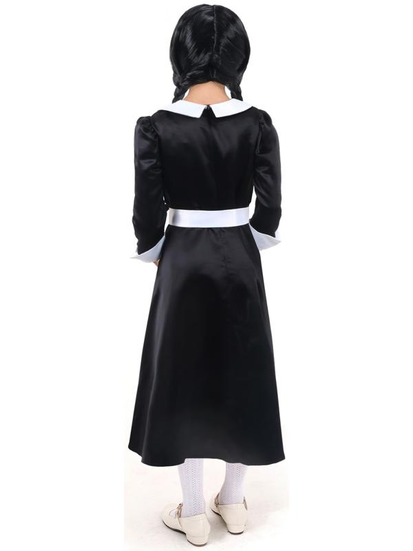 Карнавальное черное платье с белым воротником,атлас,п/э,р-р42,р158