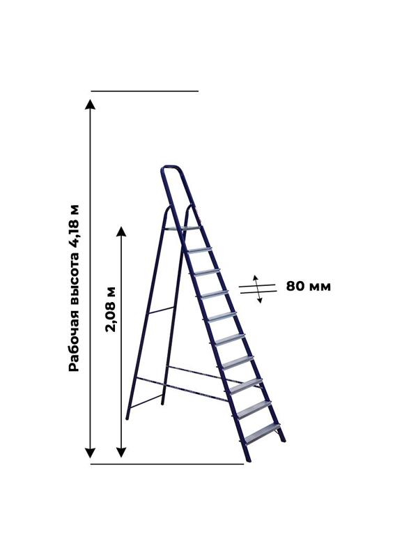 Стремянка Алюмет стальная окрашенная с алюминиевыми ступенями  10 ст. М8410