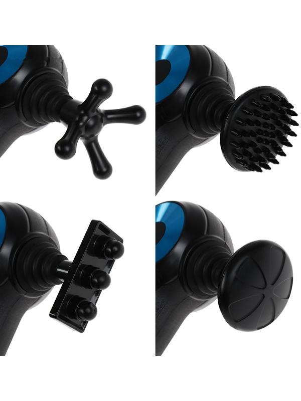 Массажёр для тела Windigo LEM-11, перкуссионный, 25 Вт, 12 насадок, 5 режимов, черный