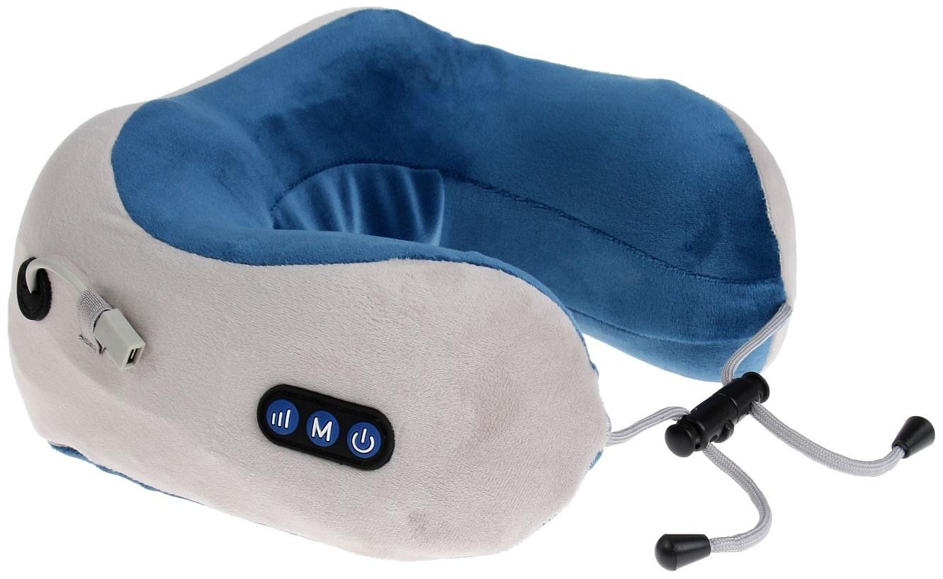 Массажная подушка Luazon LEM-06, 3.7 Вт, 2 вида массажа, ИК- подогрев, АКБ, синий