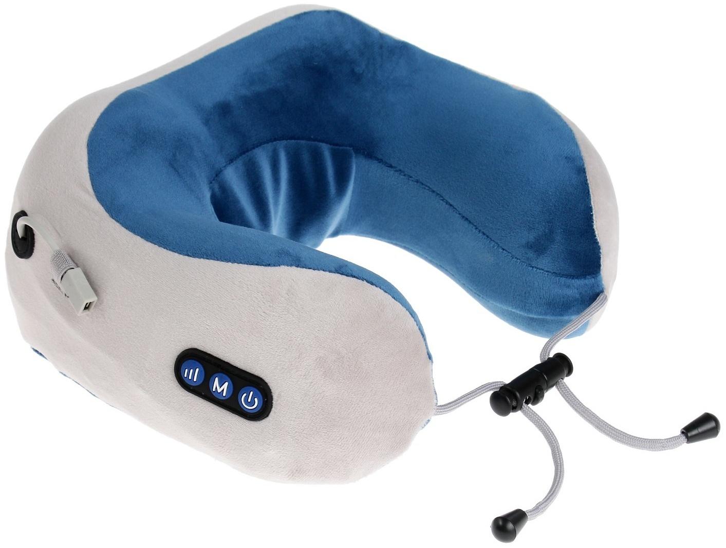 Массажная подушка Luazon LEM-06, 3.7 Вт, 2 вида массажа, ИК- подогрев, АКБ, синий