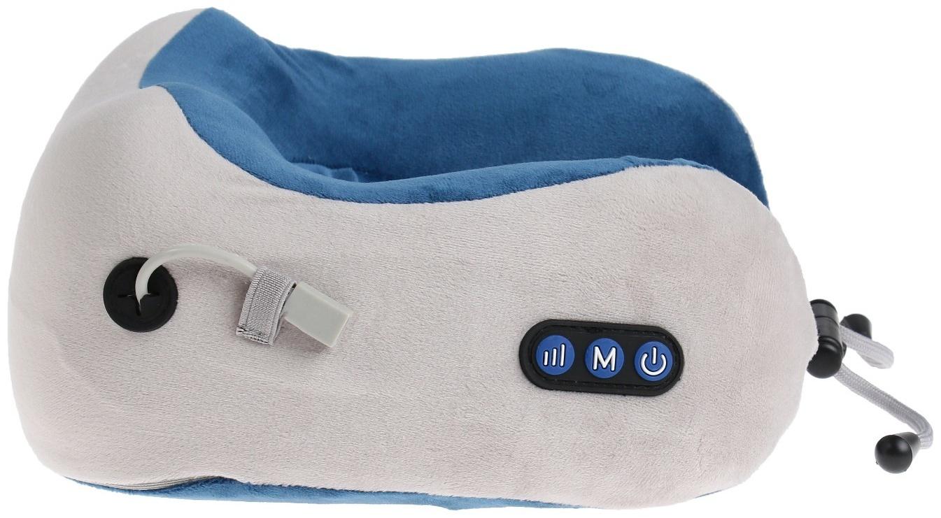 Массажная подушка Luazon LEM-06, 3.7 Вт, 2 вида массажа, ИК- подогрев, АКБ, синий