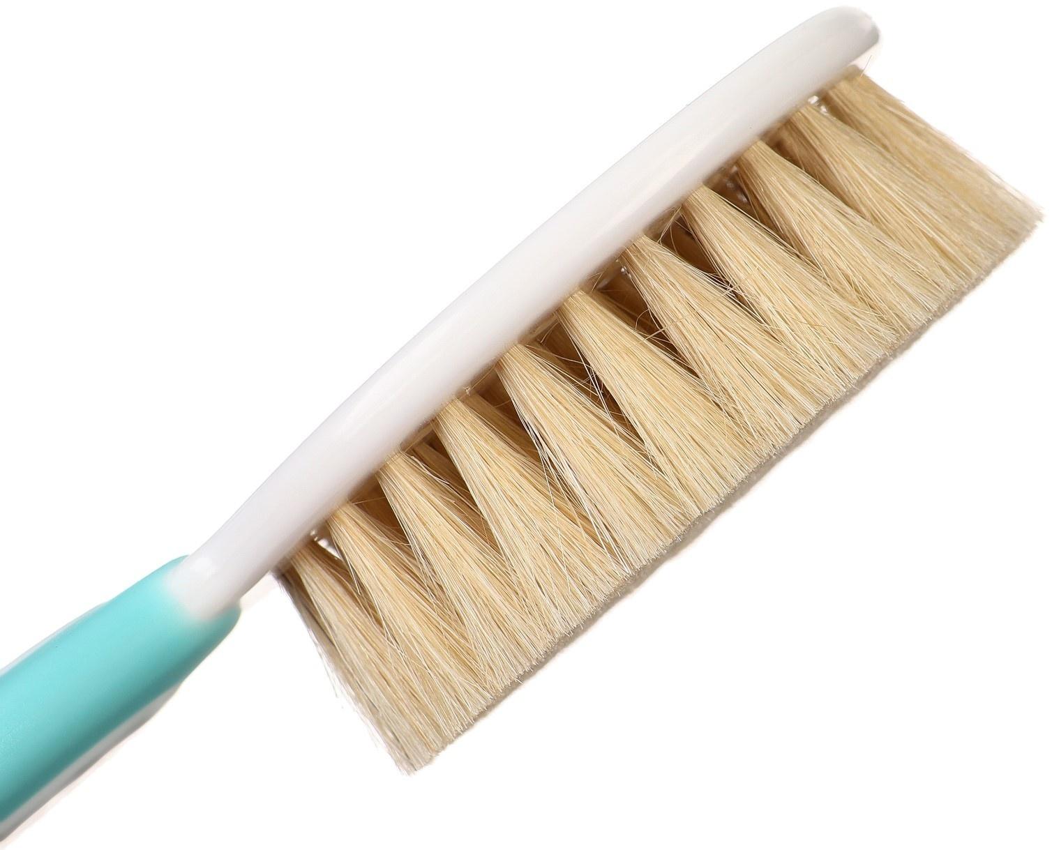 Набор детский для ухода за волосами: расческа и щетка с натуральной щетиной , цвет белый/бирюзовый