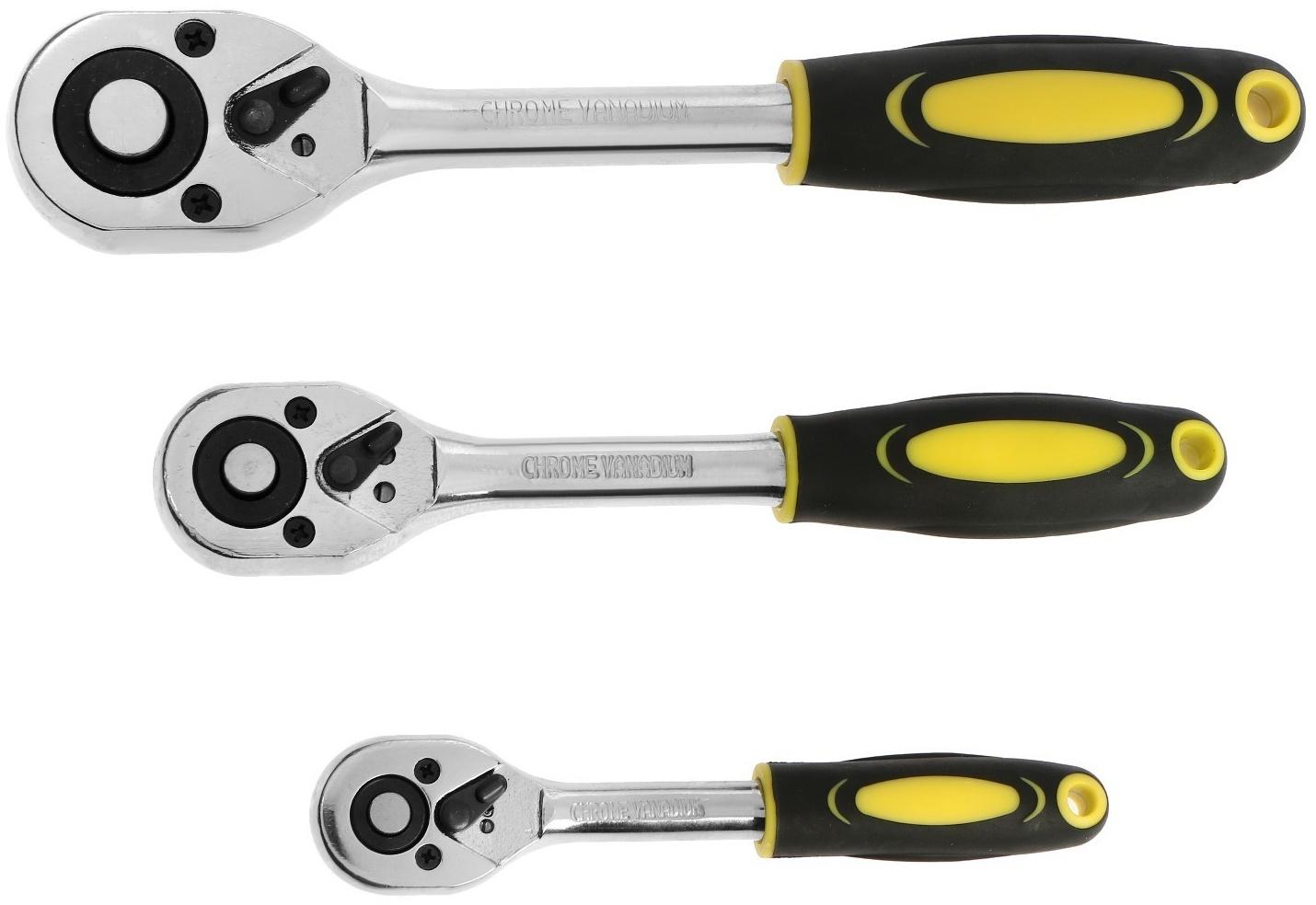 Набор воротков с трещоткой ТУНДРА, CrV, 1/2-3/8-1/4
