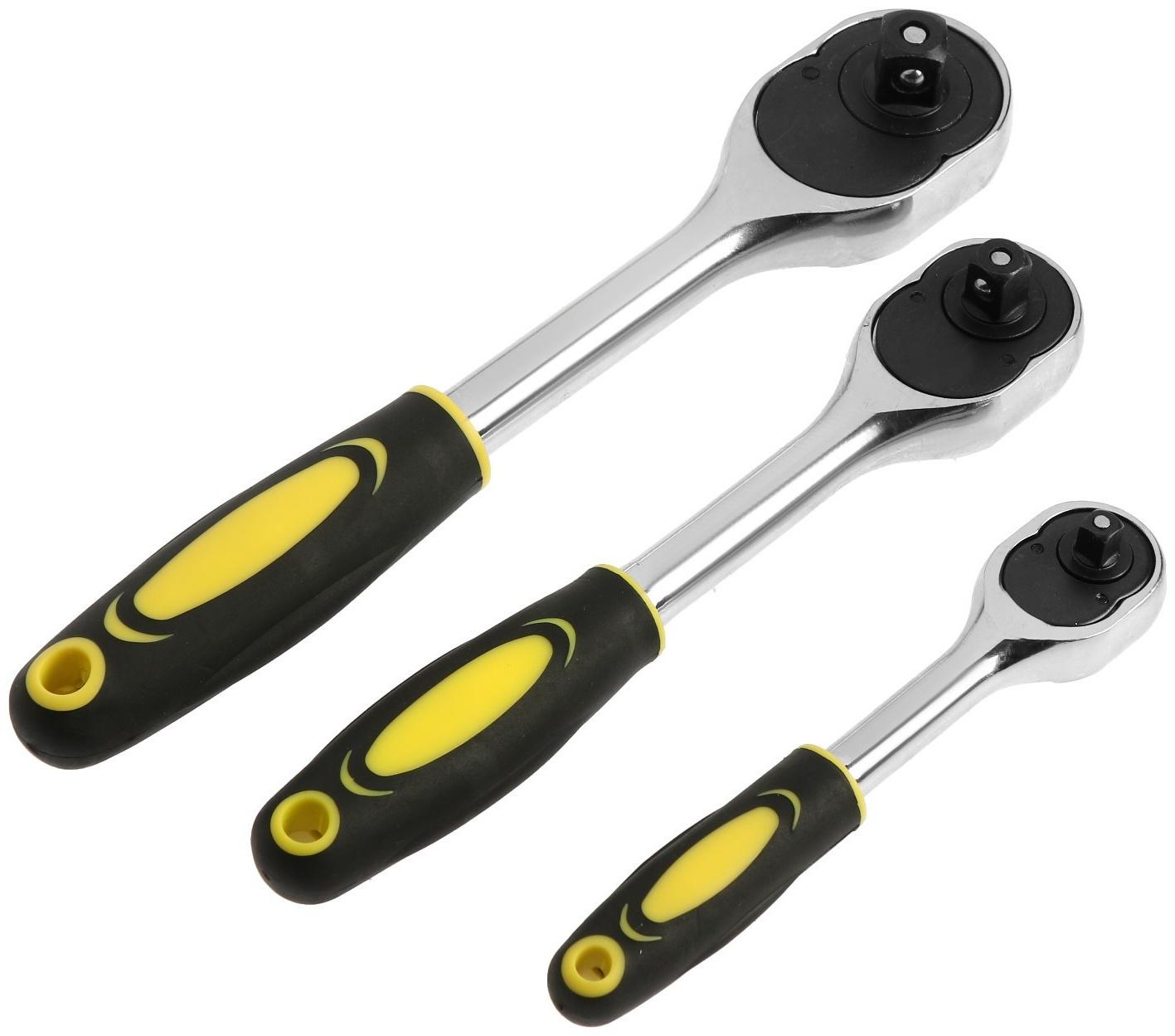 Набор воротков с трещоткой ТУНДРА, CrV, 1/2-3/8-1/4