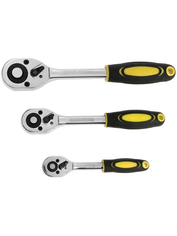 Набор воротков с трещоткой ТУНДРА, CrV, 1/2-3/8-1/4