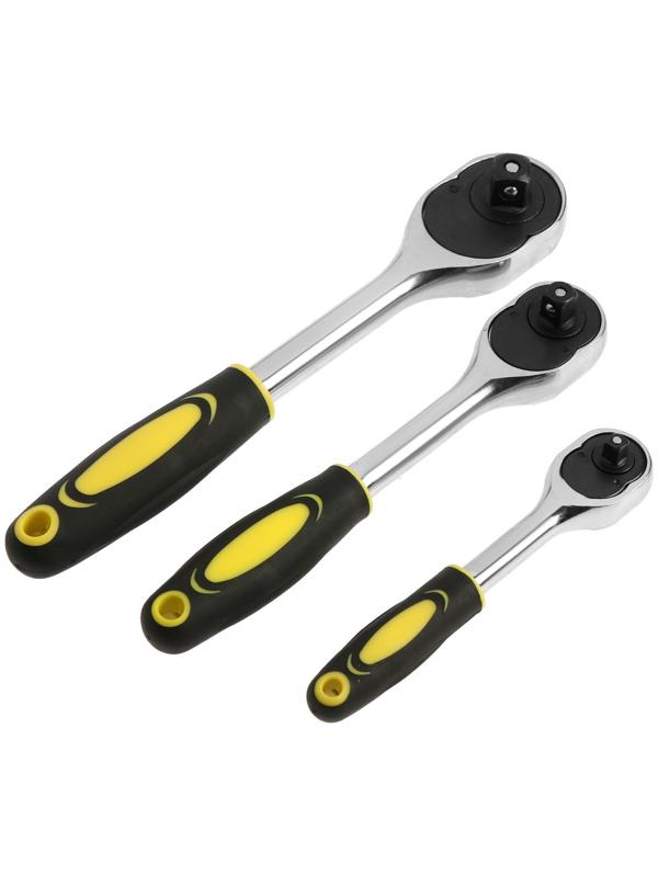 Набор воротков с трещоткой ТУНДРА, CrV, 1/2-3/8-1/4