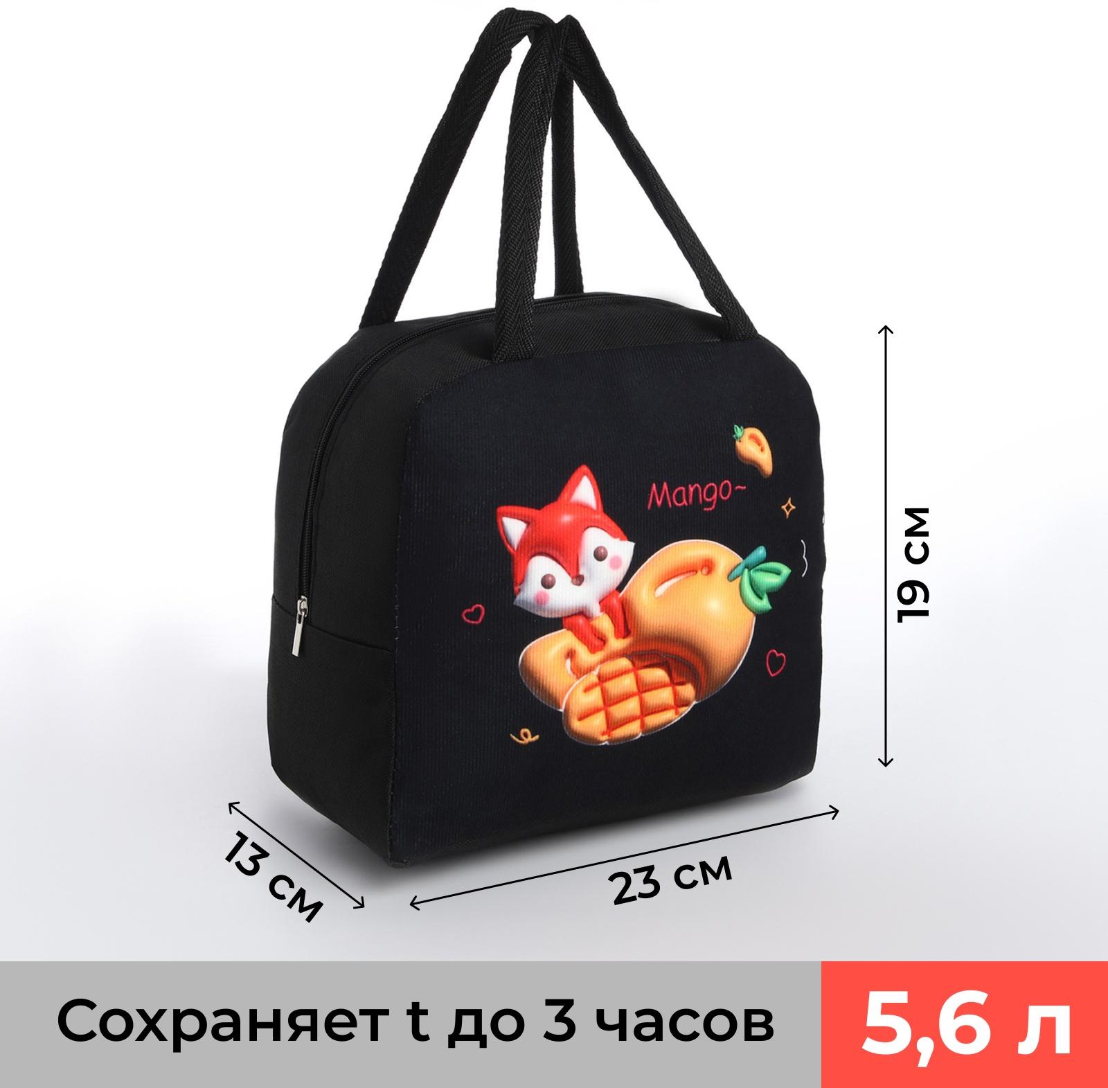 Термосумка на молнии, 5.6 л, цвет чёрный