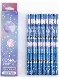 Карандаш чернографитный без ластика «Космос»