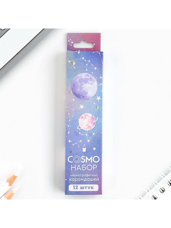 Карандаш чернографитный без ластика «Космос»