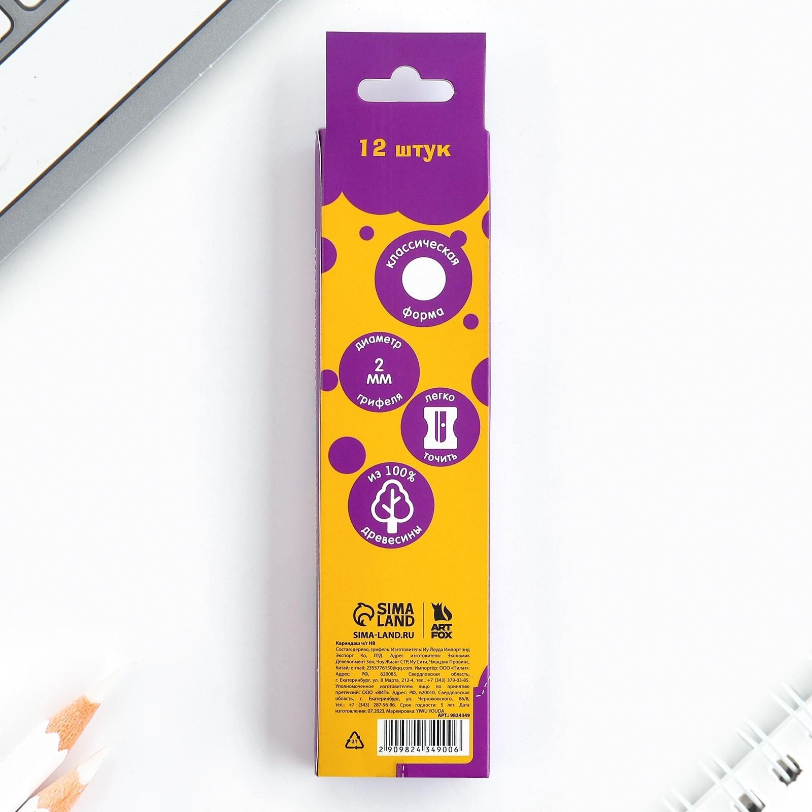 Карандаш чернографитный без ластика «Учись на 5+»