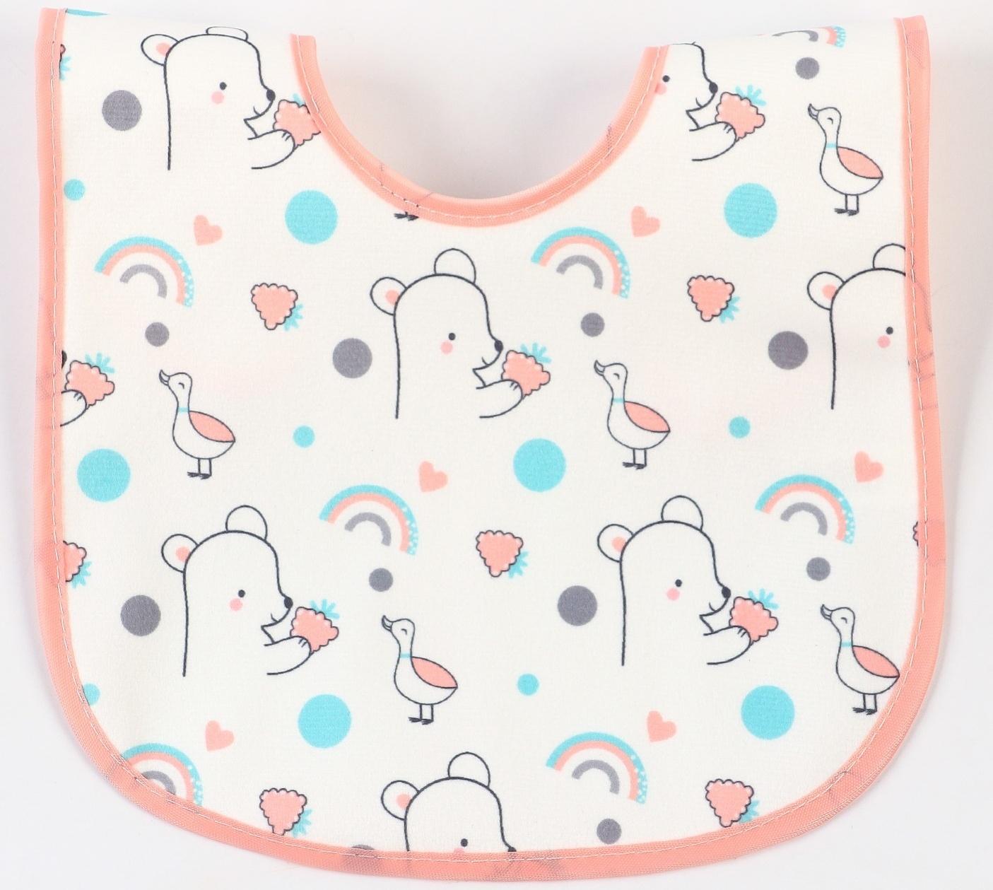 Нагрудник детский Крошка Я (фасовка 10 шт., розовая окантовка)