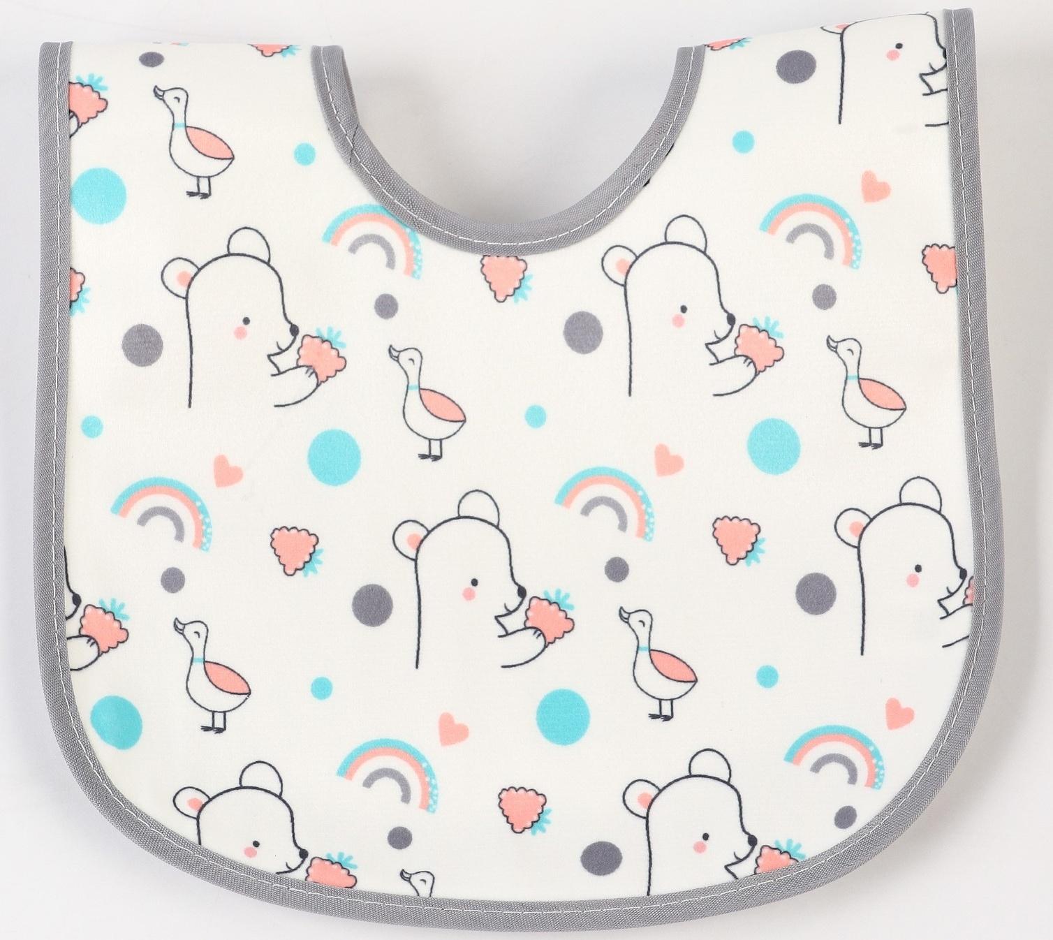 Нагрудник детский Крошка Я (фасовка 10 шт., серая окантовка)