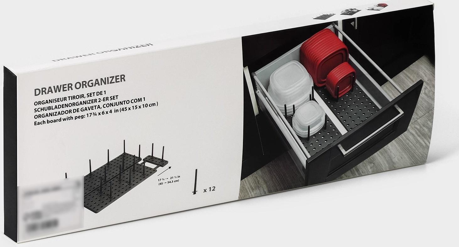 Органайзер для ящиков с регулировкой размера, 45×15×10 см, цвет чёрный