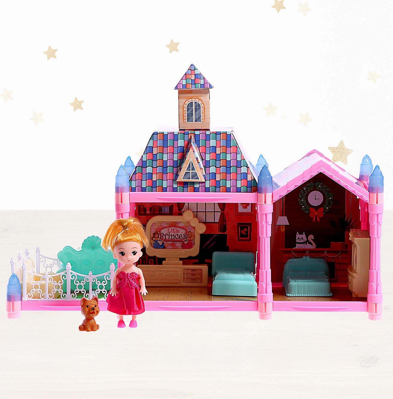 Дом для кукол «Сказочная жизнь» с куклой, питомцем и аксессуарами, свет