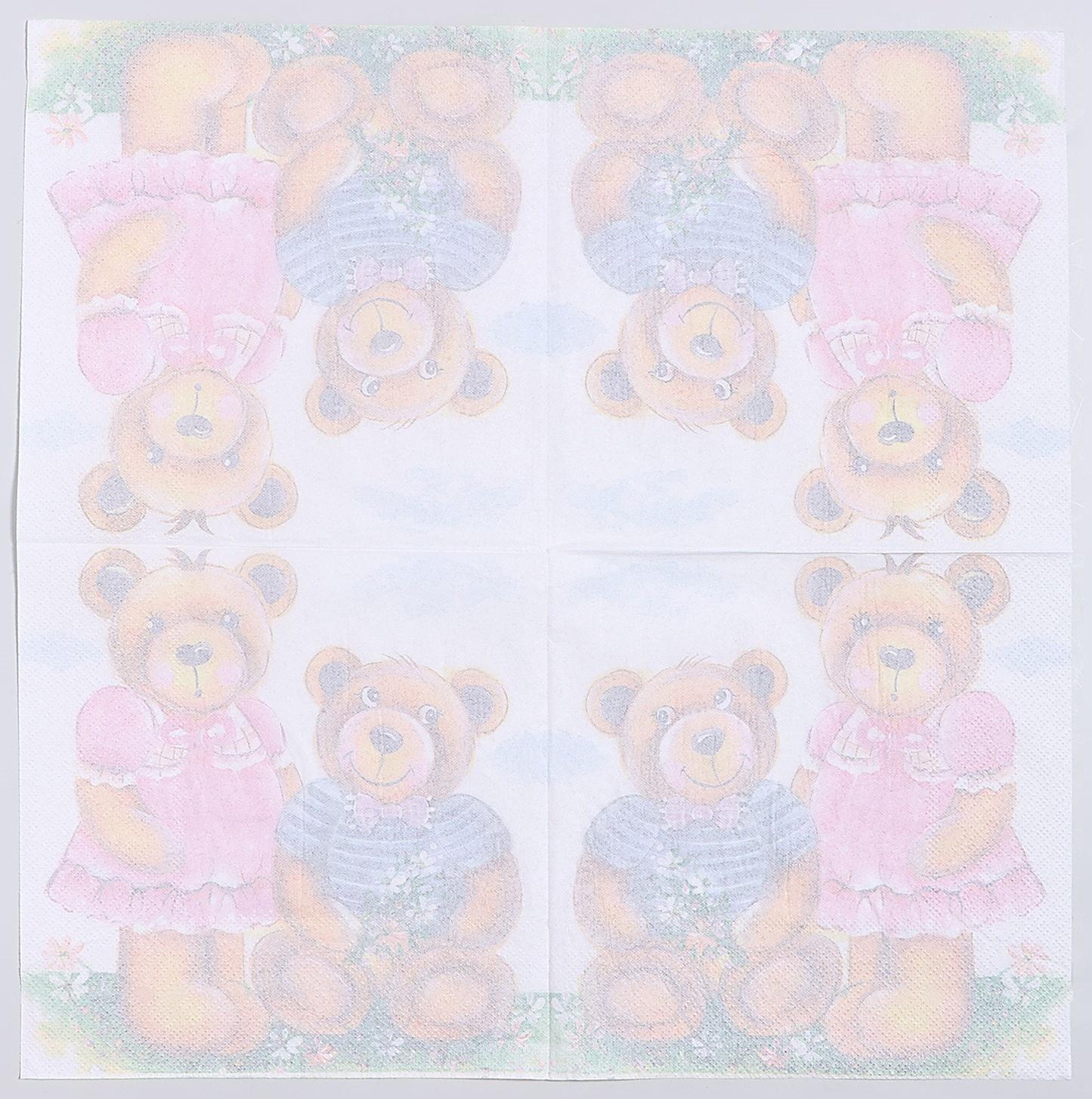 Салфетки бумажные «Медвежата», 33х33 см, набор 20 шт