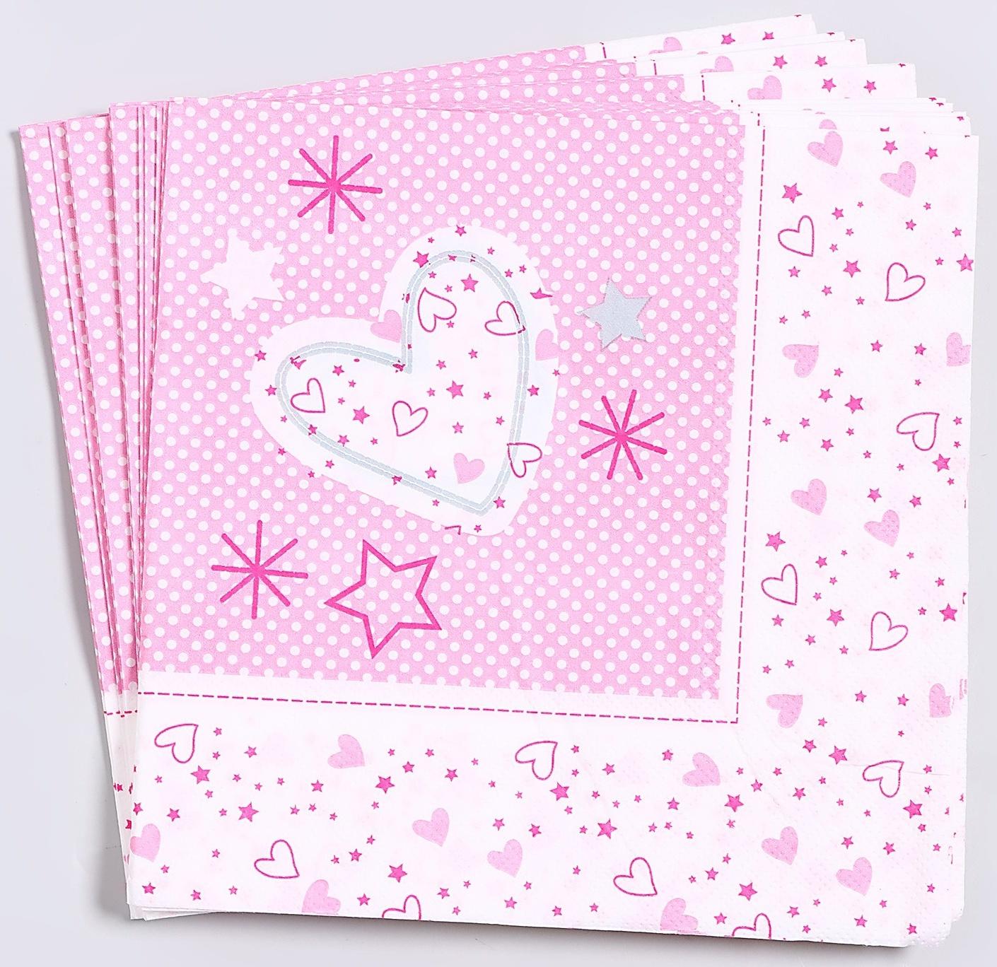 Салфетки бумажные «Волшебные сердечки», 33х33 см, набор 20 шт