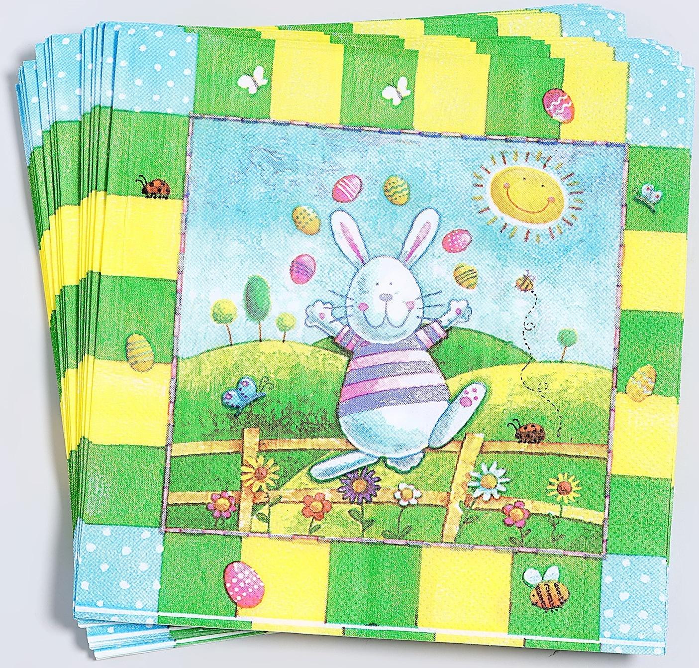 Салфетки бумажные «Пасхальный кролик», 33х33 см, набор 20 шт