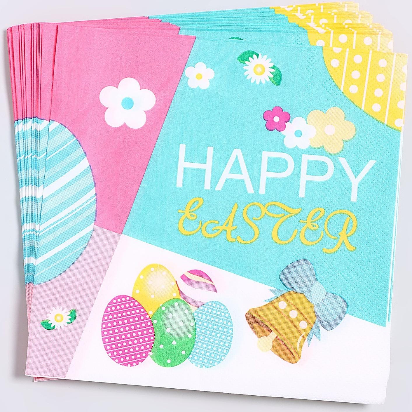 Салфетки бумажные «Счастливой пасхи» 33х33 см, набор 20 шт