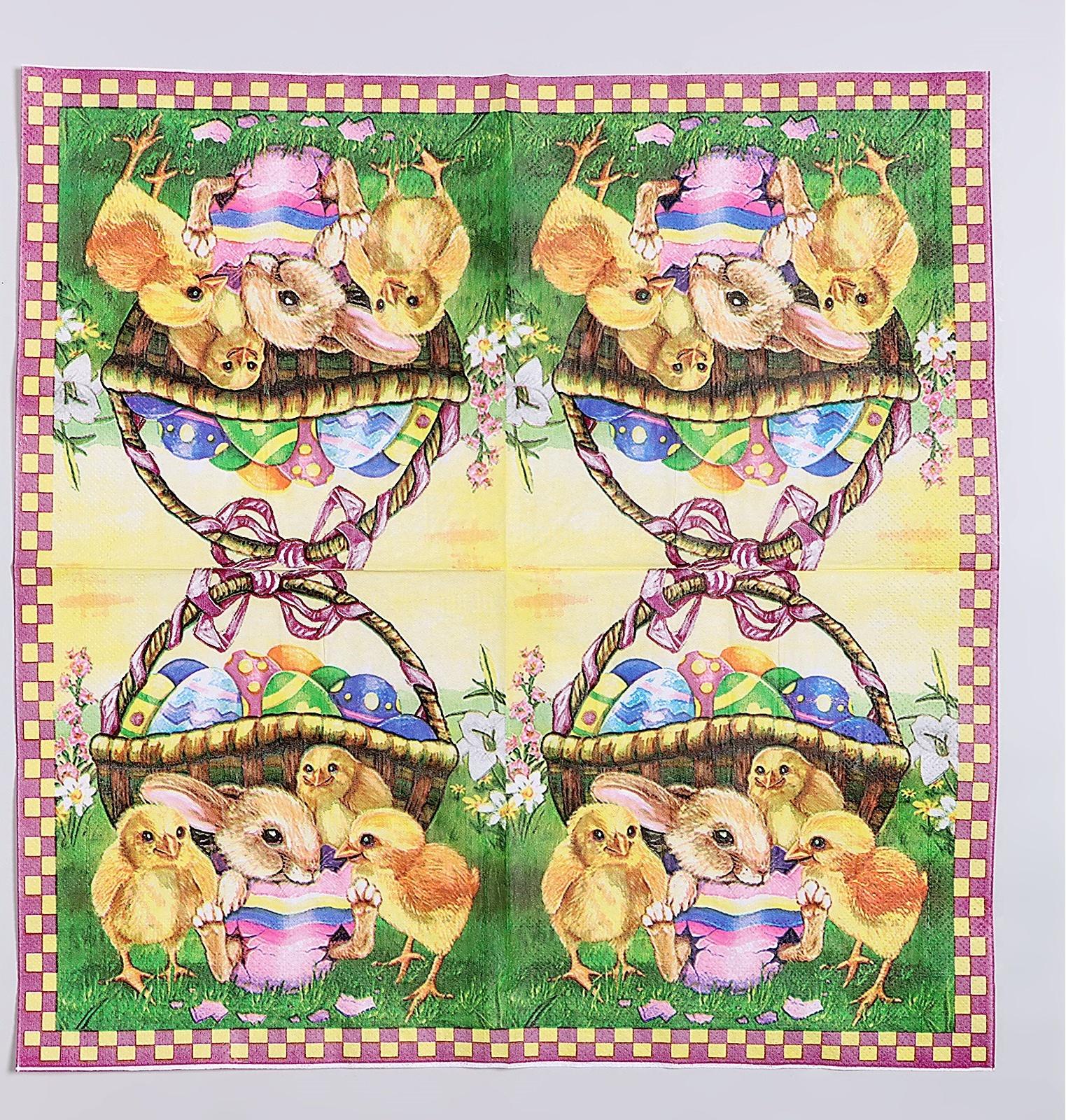 Салфетки бумажные «Пасхальная корзина» 33х33 см, набор 20 шт