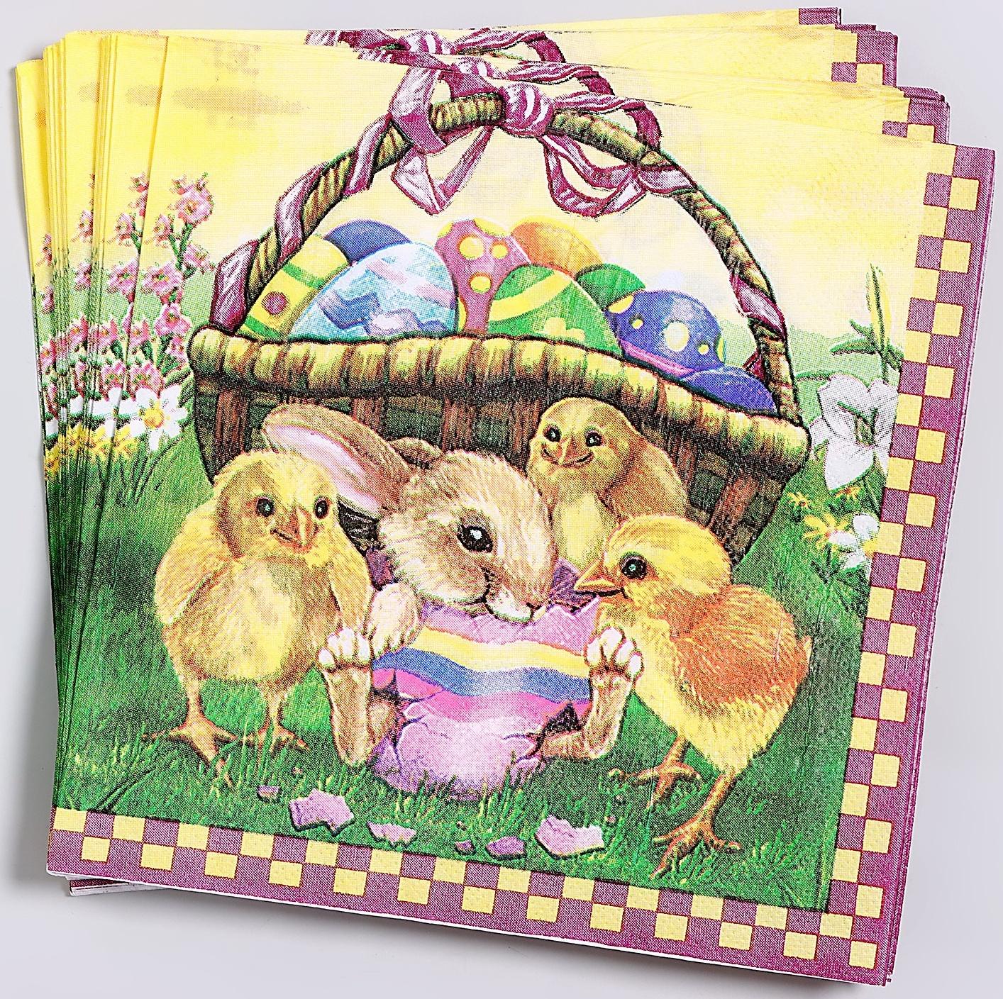 Салфетки бумажные «Пасхальная корзина» 33х33 см, набор 20 шт