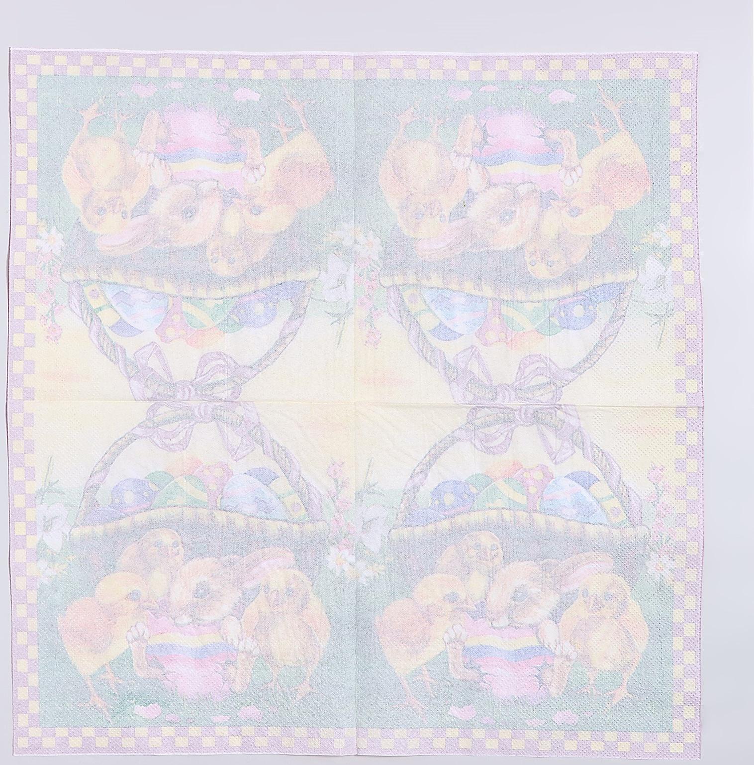 Салфетки бумажные «Пасхальная корзина» 33х33 см, набор 20 шт