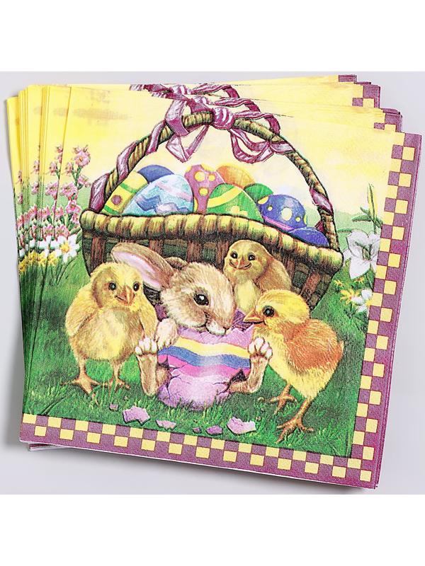Салфетки бумажные «Пасхальная корзина» 33х33 см, набор 20 шт