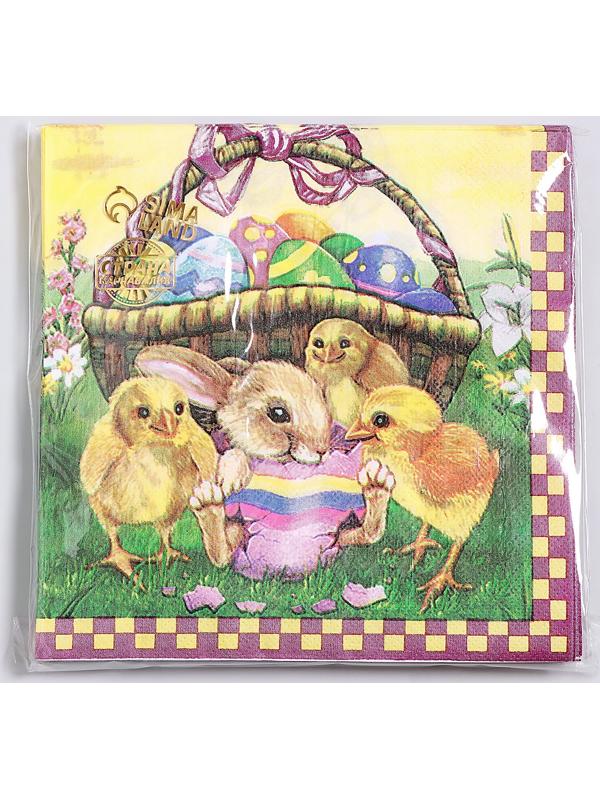 Салфетки бумажные «Пасхальная корзина» 33х33 см, набор 20 шт