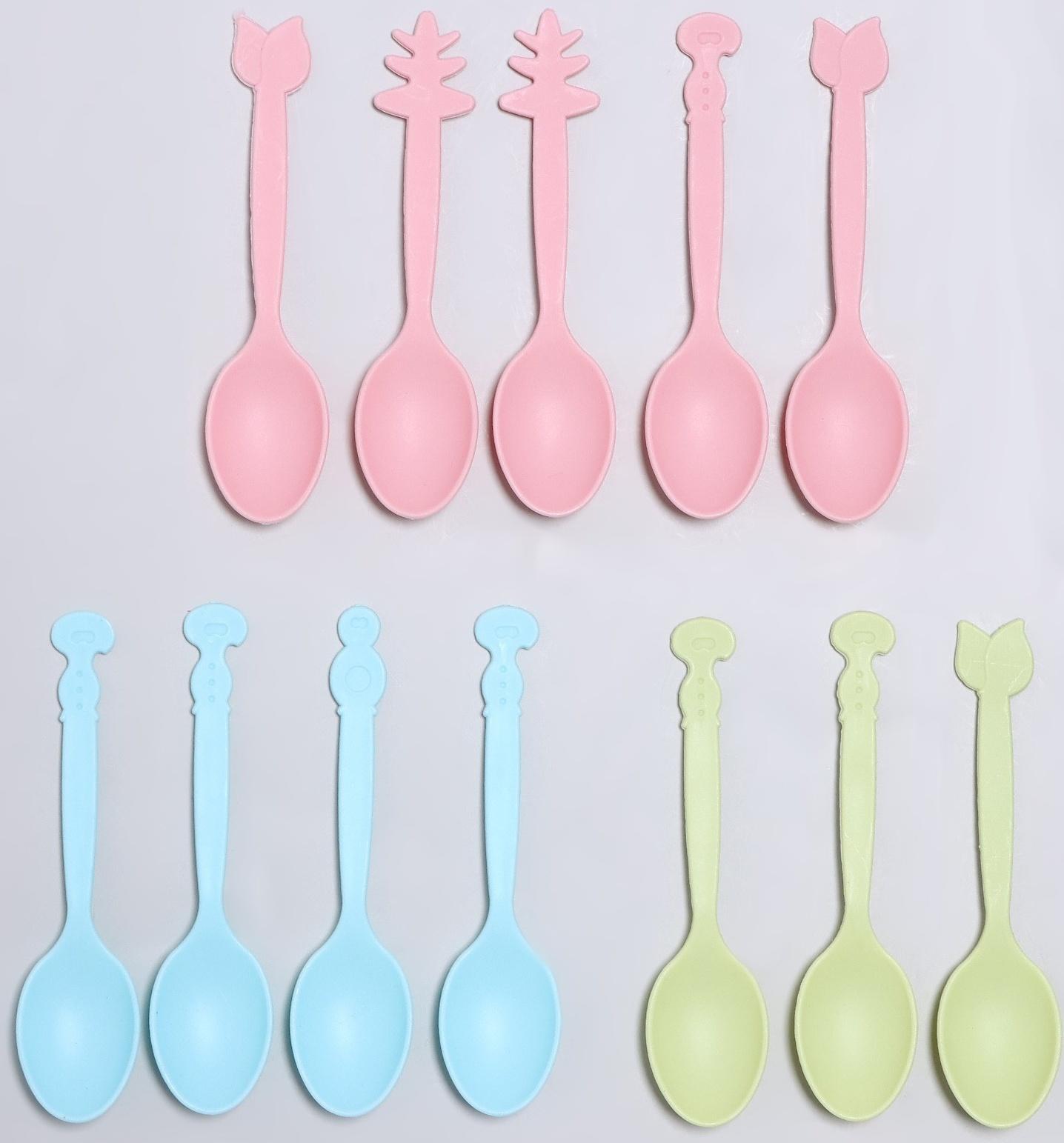 Ложки пластиковые, 9 см, 12 шт, цвет МИКС