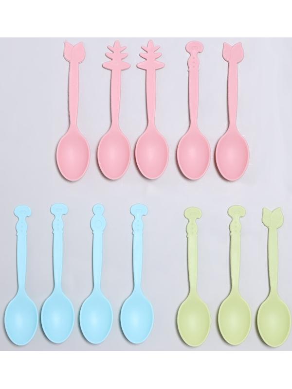 Ложки пластиковые, 9 см, 12 шт, цвет МИКС