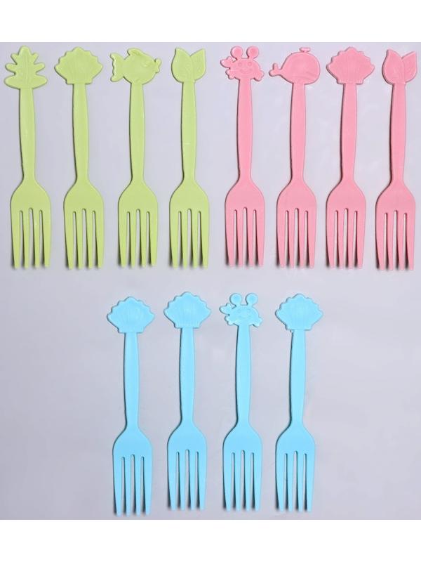 Вилки пластиковые «Подводный мир», 12 шт, 9 см, цвет МИКС