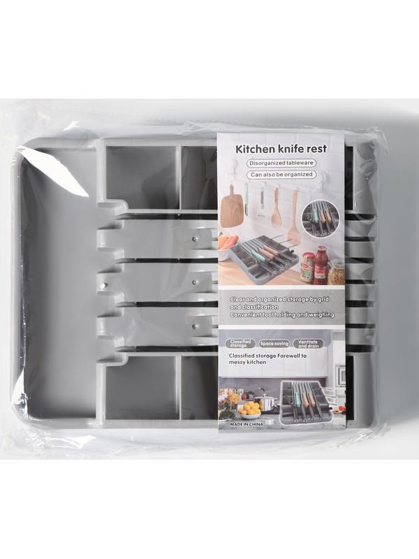 Лоток для столовых приборов и ножей, 30×23,5×5см, цвет серый