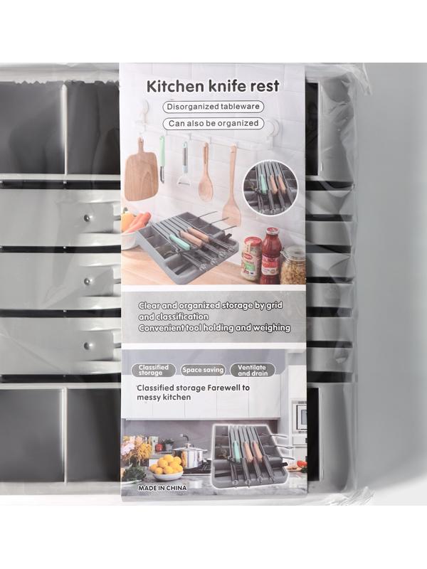 Лоток для столовых приборов и ножей, 30×23,5×5см, цвет серый