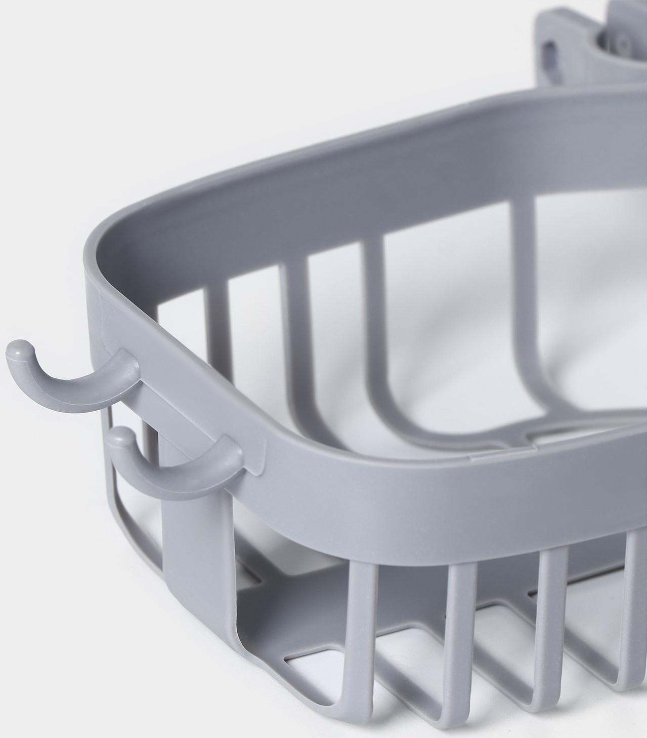 Полка на кран для губок и мелочей, 25×10,5×5 см, цвет серый