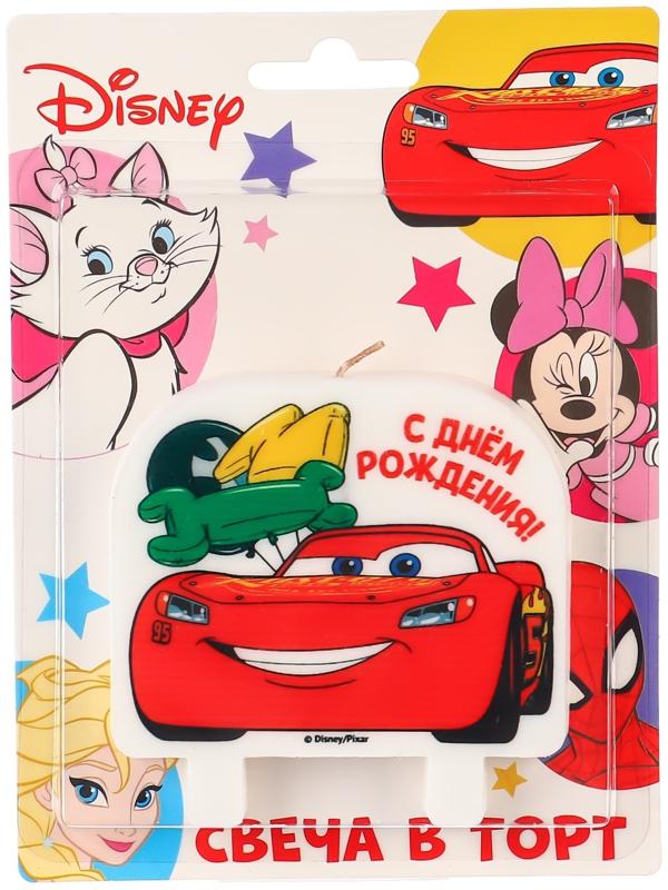 Свеча в торт «С днём рождения!», Тачки, 8х8 см